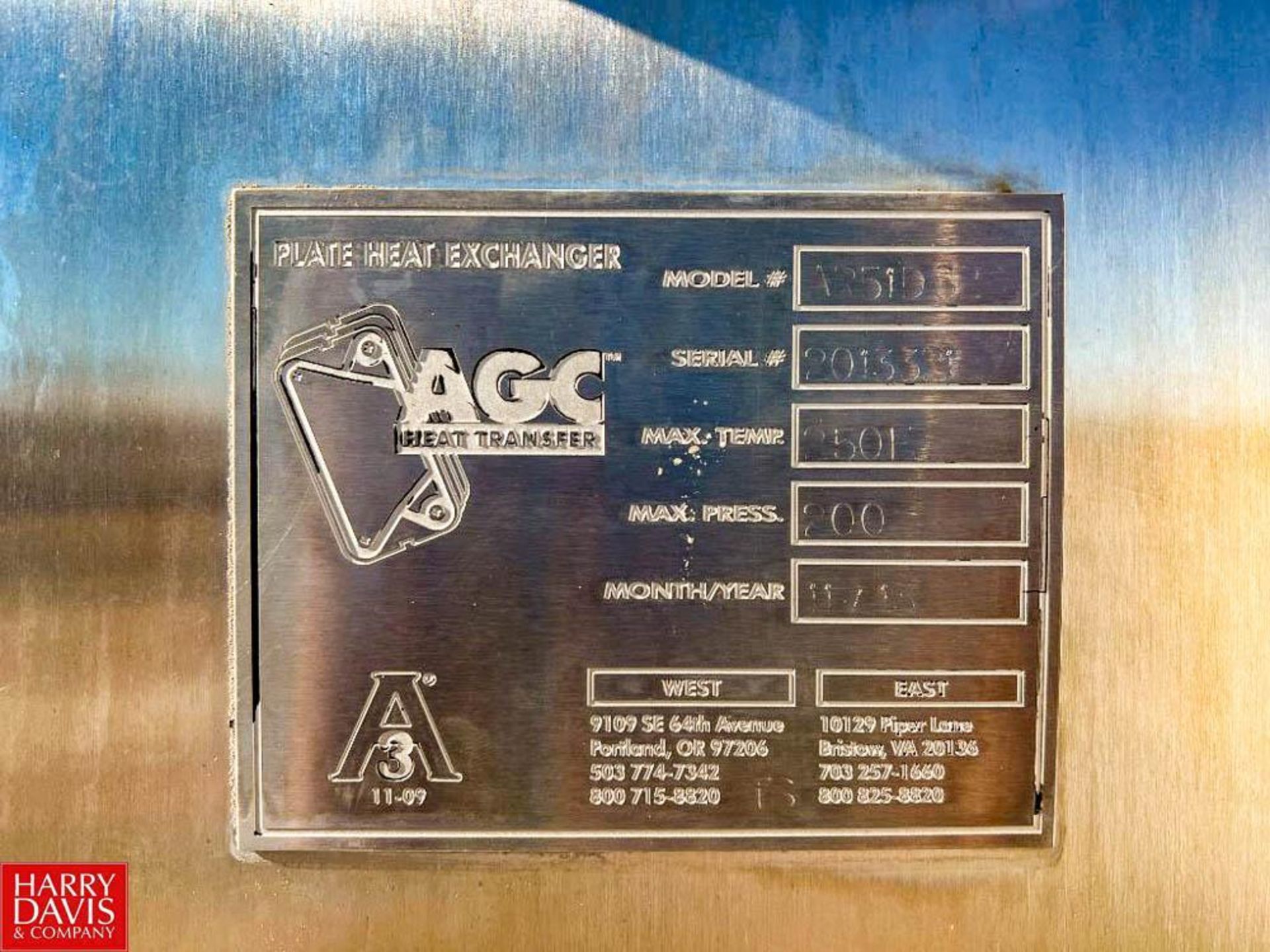 2013 AGC 3-Zone S/S Plate Heat Exchanger, Model: AR51DS2, 2013 AGC 3-Zone S/S Plate Heat - Image 2 of 4