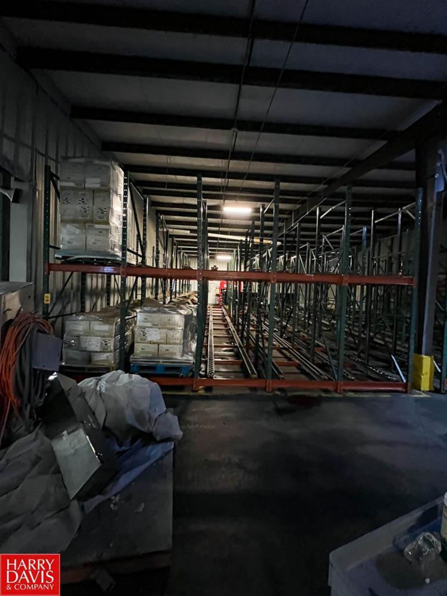 Sections 5-Deep Roller Pallet Racking Systems, Dimensions = 12' x 4' - Rigging Fee: $3,000