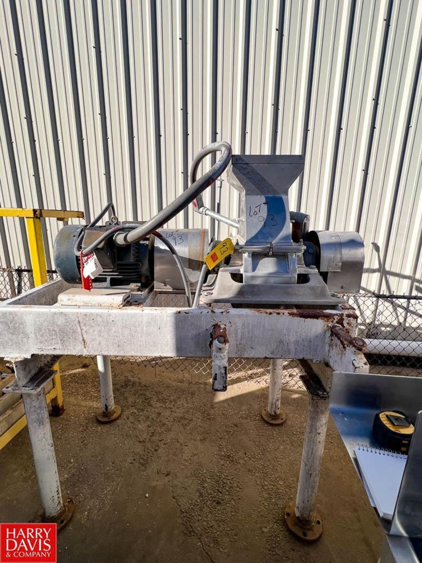 Pump with S/S Hopper, Motor and Mounted on Base - Rigging Fee: $200