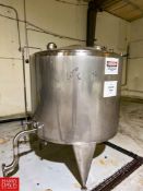 500 Gallon Flat-Bottom, Dome-Top S/S Tank - Rigging Fee: $1,200