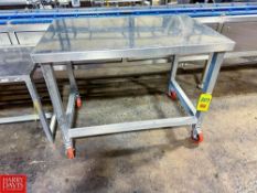 S/S Work Table Mounted On Casters, Dimensions = 4' x 30" - Rigging Fee: $50