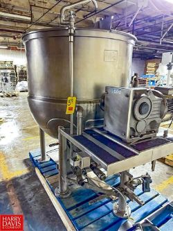J.C. Pardo 400 Gallon Jaceted S/S Kettle, S/N: 8148 with Side Mounted Agitation