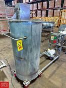 Approximately 80 Gallon S/S Single Shell Vertical Tank with Air Operated Agitator, Skid, Mounted