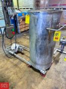 Approximately 80 Gallon S/S Single Shell Vertical Skid, Mounted On Casters with 2HP Motor