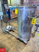 Approximately 80 Gallon S/S Single Shell Vertical Skid , Mounted On Casters with 2HP Motor