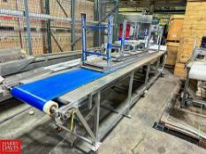 S/S Belt Conveyor Table with Drive and Mounted On Casters, Dimensions = 204" x 28"