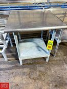 S/S Work Table with Round Edges and Under Shelf, Dimensions = 30" x 30" - Rigging Fee: $50