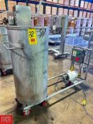 Approximately 80 Gallon S/S Single Shell Vertical Tank with Air Operated Agitator, Skid, Mounted
