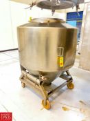 125 Gallon S/S Dome-Top, Cone-Bottom Tote, Mounted on Casters - Rigging Fee: $250