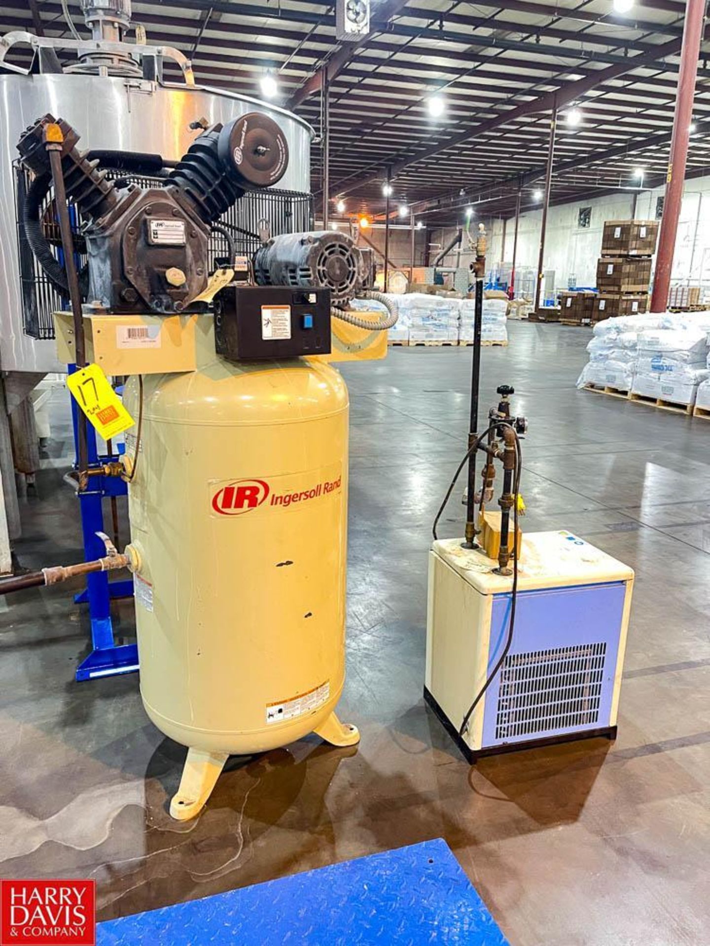 Ingersoll Rand Air Compressor with Tank, Model: 2475, S/N: 1311527 with 21.6 CFM, .25 HP Air Dryer