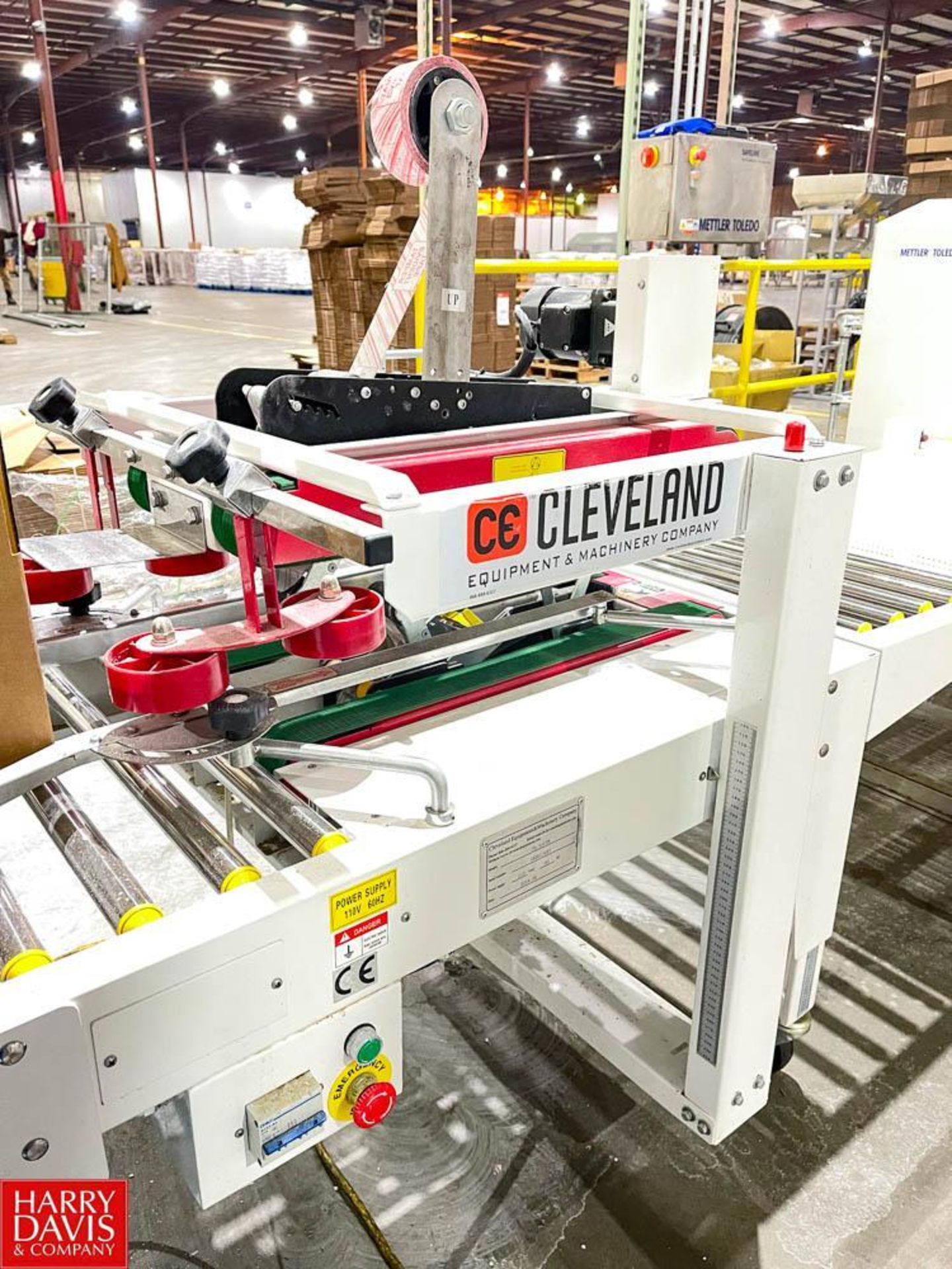 Cleveland Top and Bottom Case Sealer, Model: 180613487 with Carton ERECTOR and Roller Conveyor - Image 2 of 3