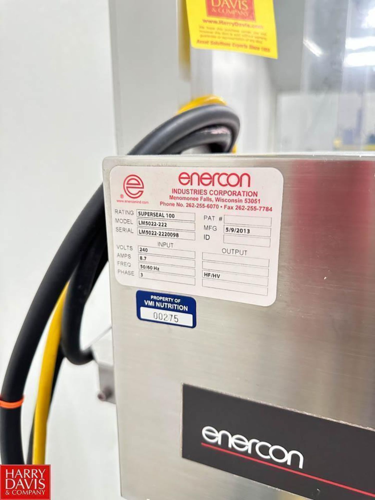 Enercon Tamper Evident Sealer, Type: Super Seal 100, Model: LM5022-222, S/N: LM5022-222098 - Image 4 of 4