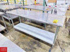 S/S Work Table with Undershelf, Dimensions = 72" x 24"