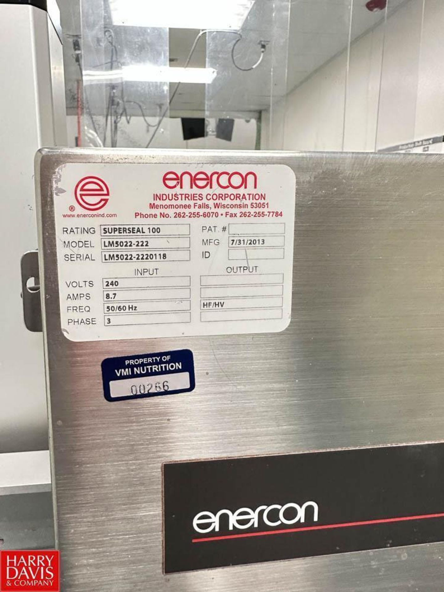 2013 Enercon Tamper Evident Sealer, Type: Super Seal 100, Model: LM502-222, S/N: LM5502202220118 - Image 3 of 4