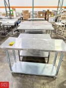 Assorted S/S Top Tables with Undershelf, Dimensions = up to 31" x 60" - Rigging Fee: $200