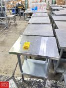 Assorted S/S Top Tables with Undershelf, Dimensions = up to 24" x 30" - Rigging Fee: $350