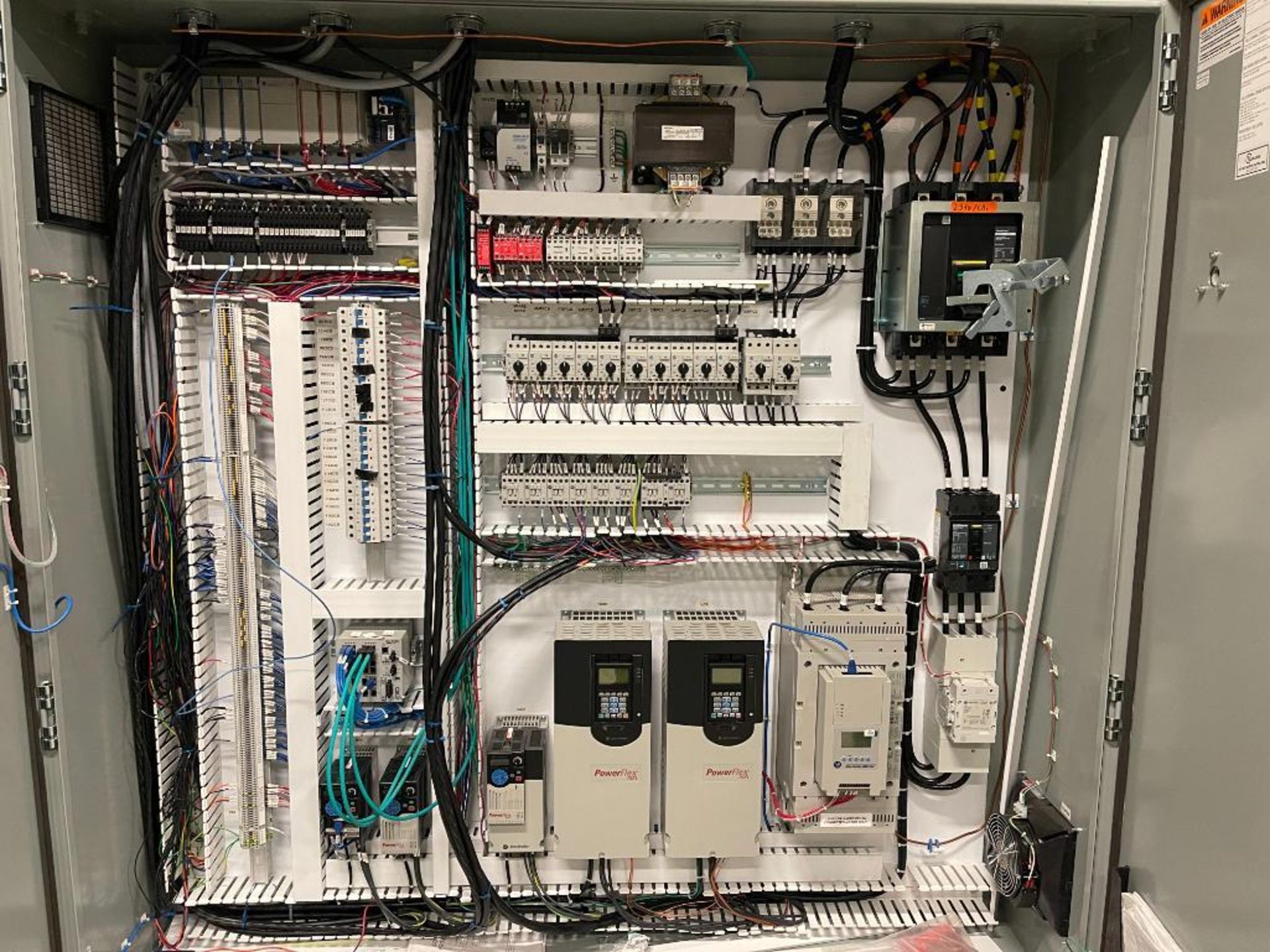 2-Door Control Panel with (3) Allen-Bradley 525 Variable Frequency Drives, (2) Allen-Bradley 753 Var