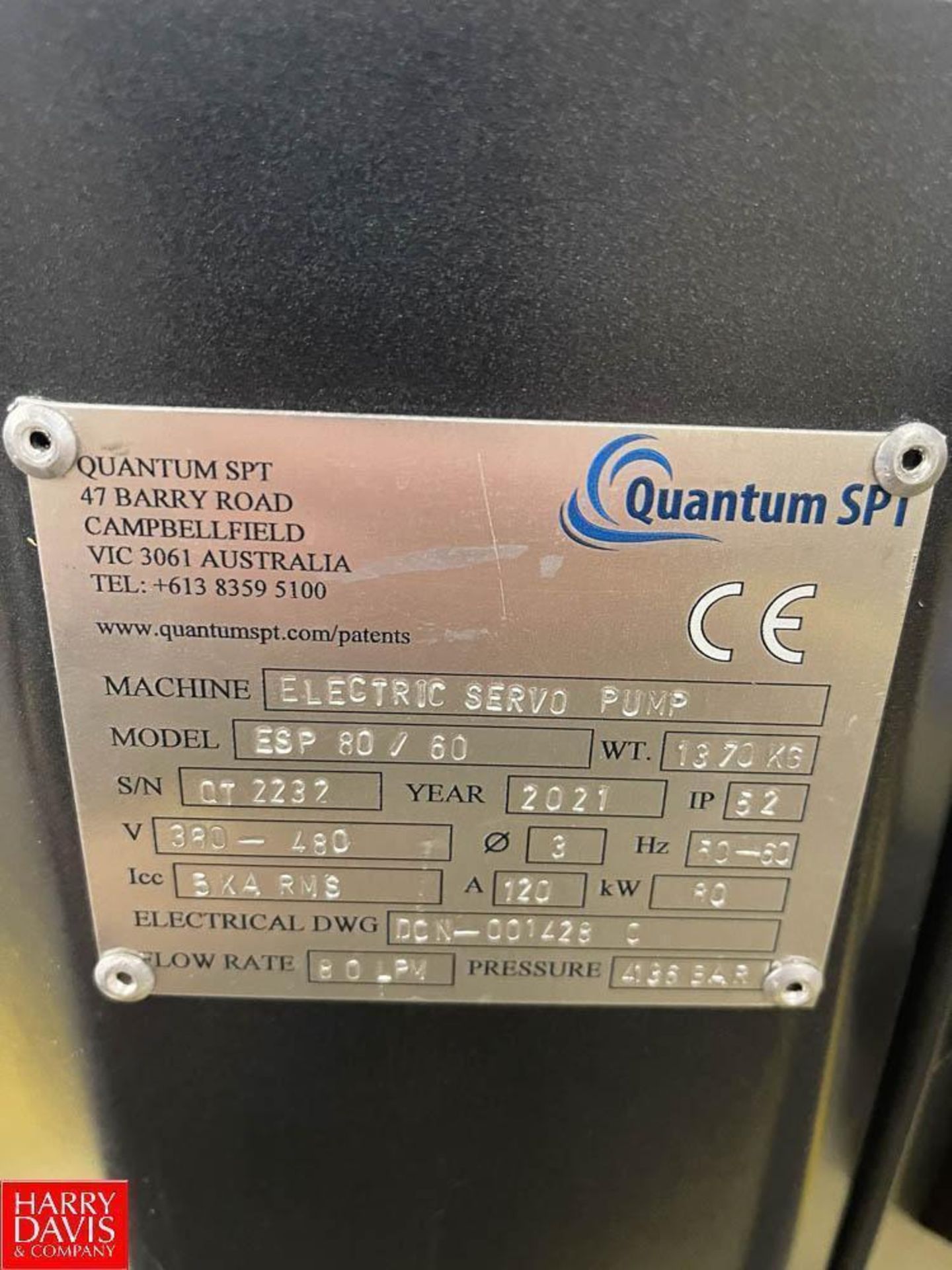 2021 Quantum SPT Electric Servo Pump, Model: ESP 80 / 60, S/N: QT 2232 - Image 4 of 4