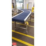 S/S Frame Conveyor, Dimensions = 175" x 23" Plastic Belt on Wheels, U-Curve