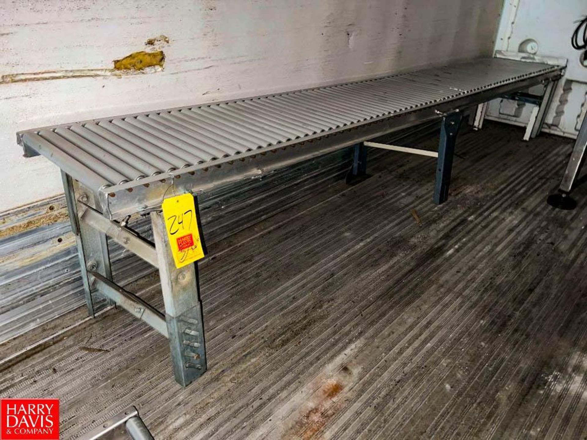Assorted Roller Conveyor, Dimensions = 10' x 16" (Gravity Fed), 10' x 16" (No Legs) and 14' x 15"