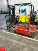 Linde/Baker Electric Fork Truck, Model: E15S , S/N: 324F03333916 with Hobart Battery Mate Charger