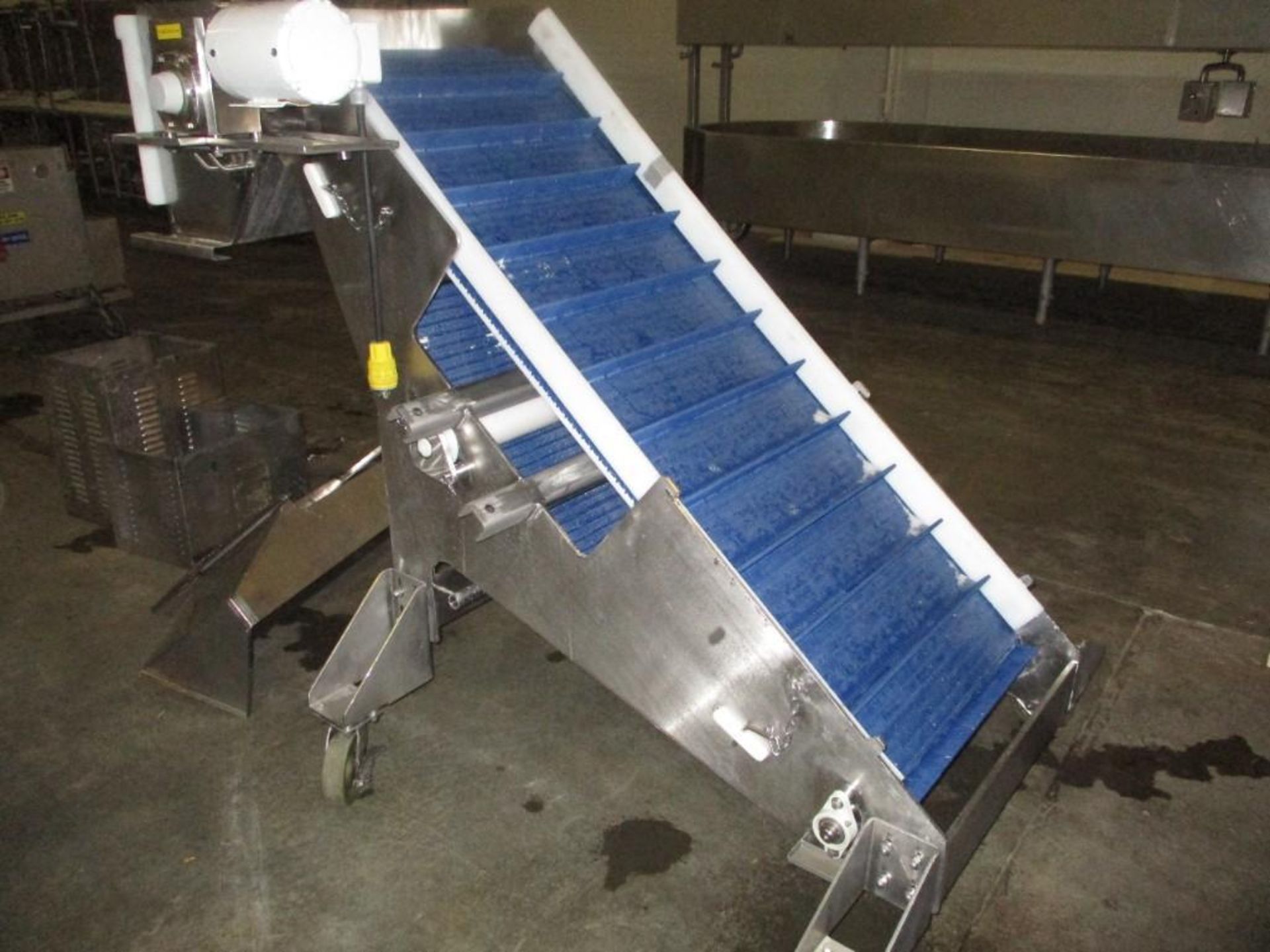 S/S 24" Wide Cleated Belt Inclined Conveyor (Location: Plover, WI) - Rigging Fee: $125