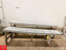 (2) Gravity Fed Roller Conveyor Sections, Dimensions = 10' x 18" - Rigging Fee: $75