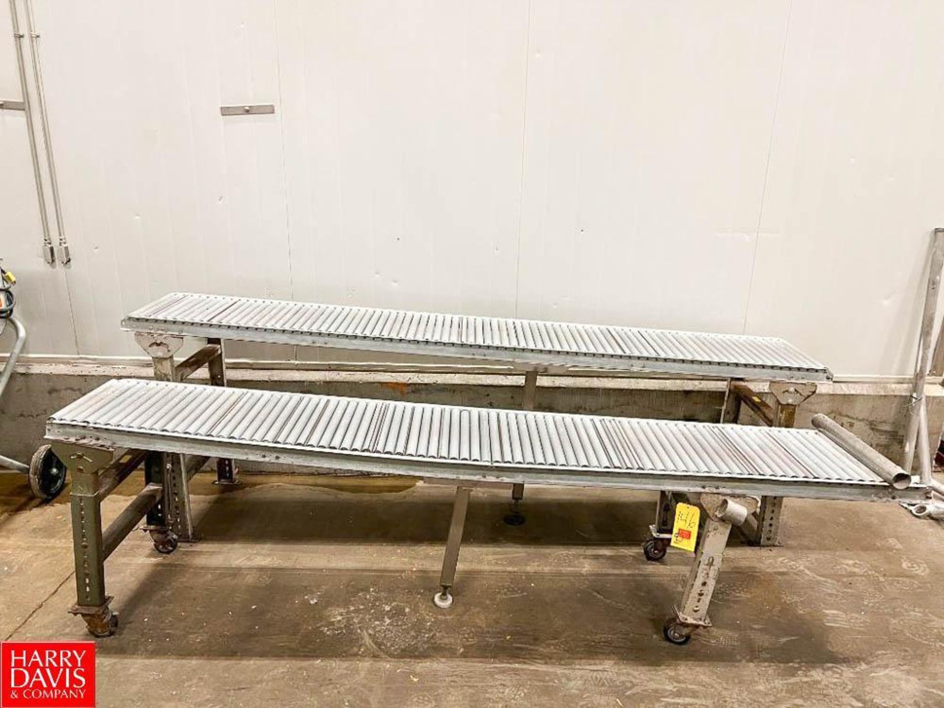 (2) Gravity Fed Roller Conveyor Sections, Dimensions = 10' x 18" - Rigging Fee: $75