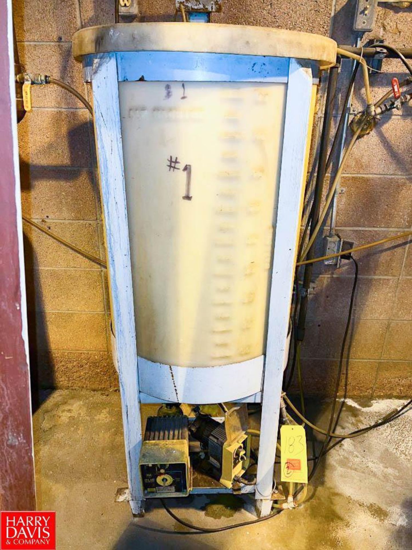 (2) 50 Gallon Poly Tanks with (3) Vitamin Pumps and Stands - Rigging Fee: $75