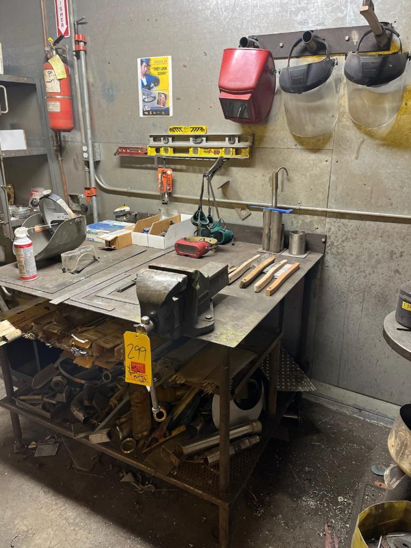 Bench Vise, S/S Piping and Fittings and Steel Work Bench, Dimensions = 5' x 4'