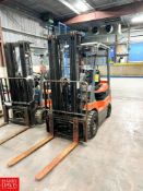 Toyota 2,200 LB Capacity Electric Fork Lift with 48 Volt Battery, Model: 7FB15, S/N: 29149