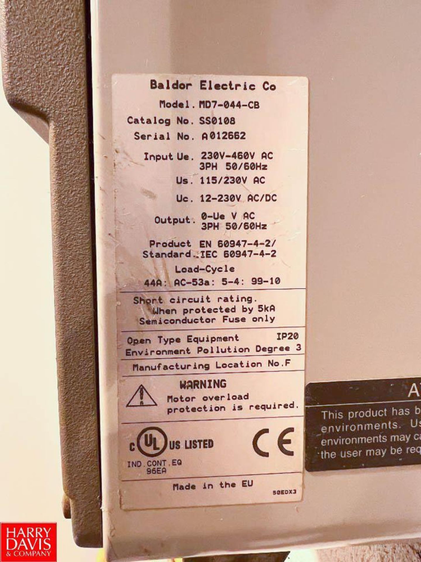 Baldor Electric Soft Starter, Model: MD7-044-CB - Rigging Fee: $100 - Image 2 of 2