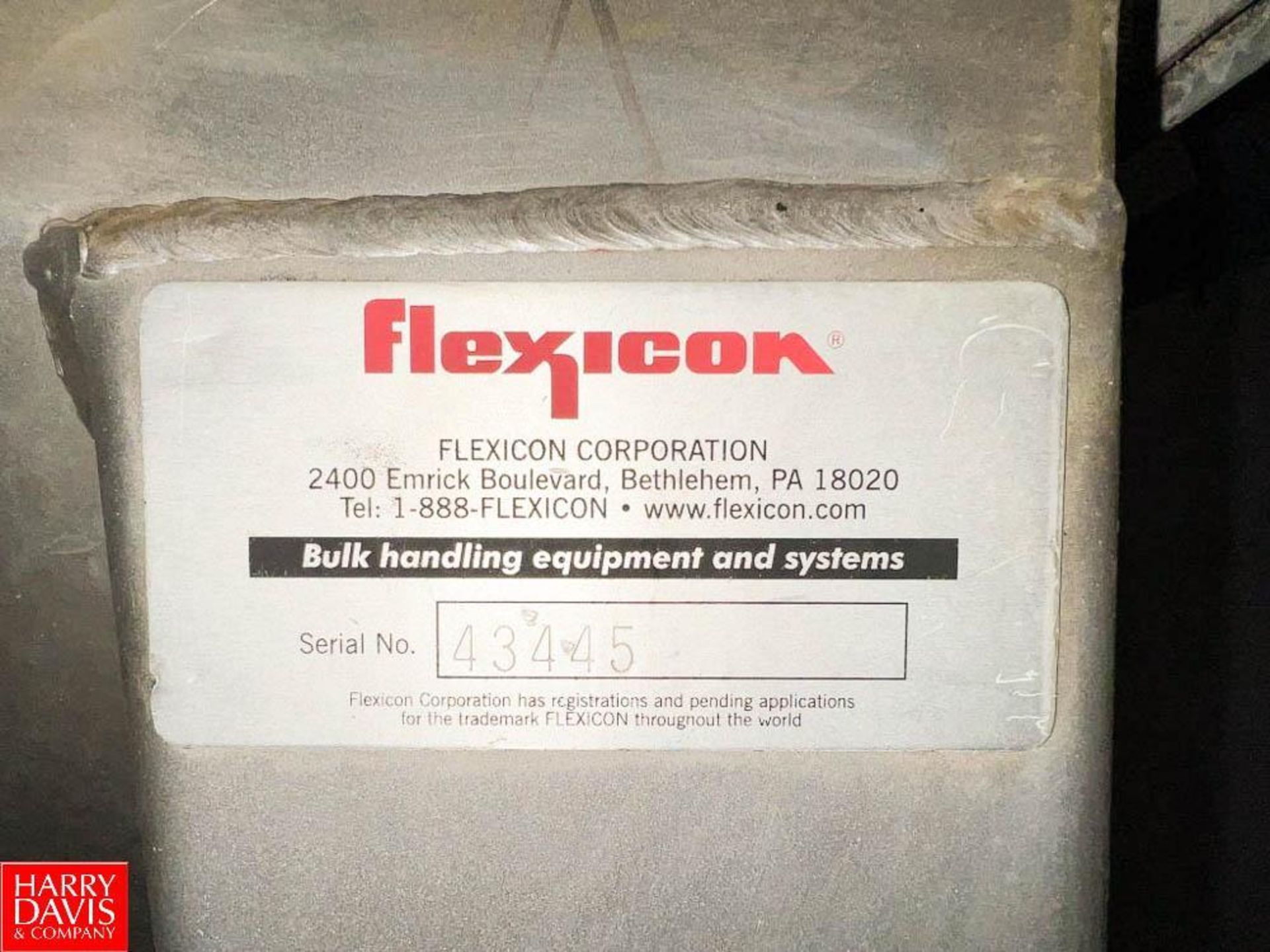 Flexicon Super Sack Unloading Station, S/N: 43445 with Electric Hoist (for 2,000 LB Sacks) - Image 2 of 2