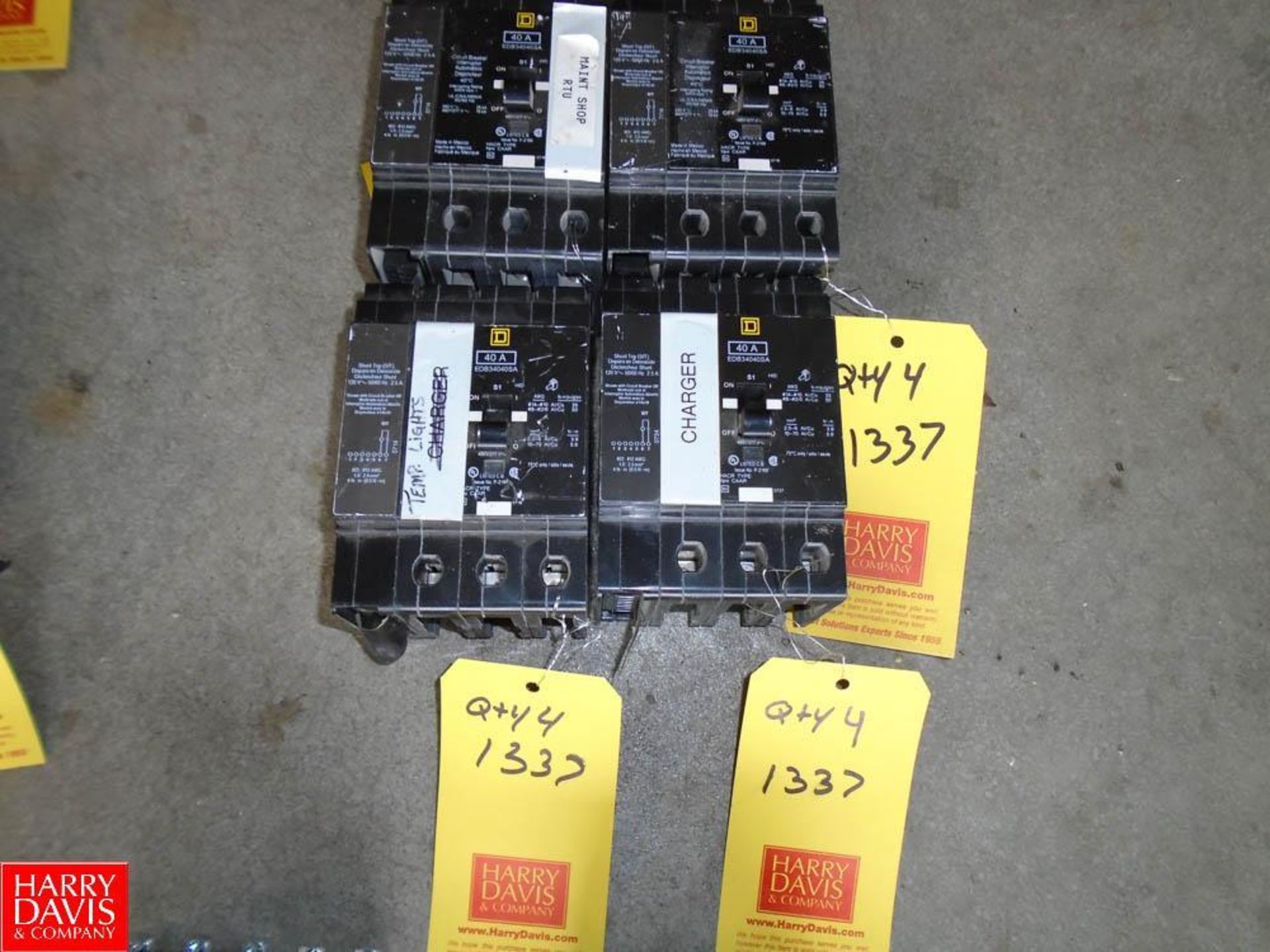 (4) EDB34040SA 40 Amp, 3 Pole, 480Y/277VAC, 25 kA Max (Location: Decatur, IL)