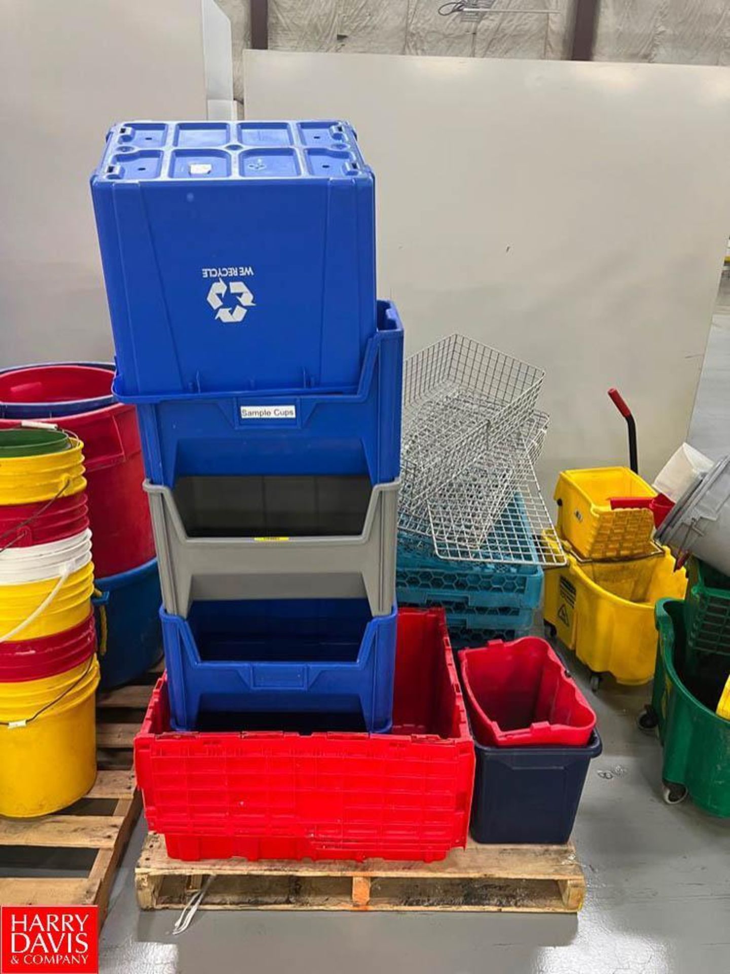 Assorted Trash Cans, Mops and Buckets, Brooms, Dust Pans, 5 Gallon Buckets, Recycling and Storage Bi - Image 8 of 15