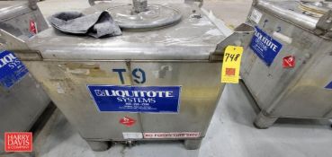 S/S Liquid Tote 255 Gallon Capacity with Valve, S/N: 69393 - Rigging Fee: $75