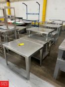 S/S Tables, (3) with Shelves, Dimensions = up to 34" x 2' - Rigging Fee: $150