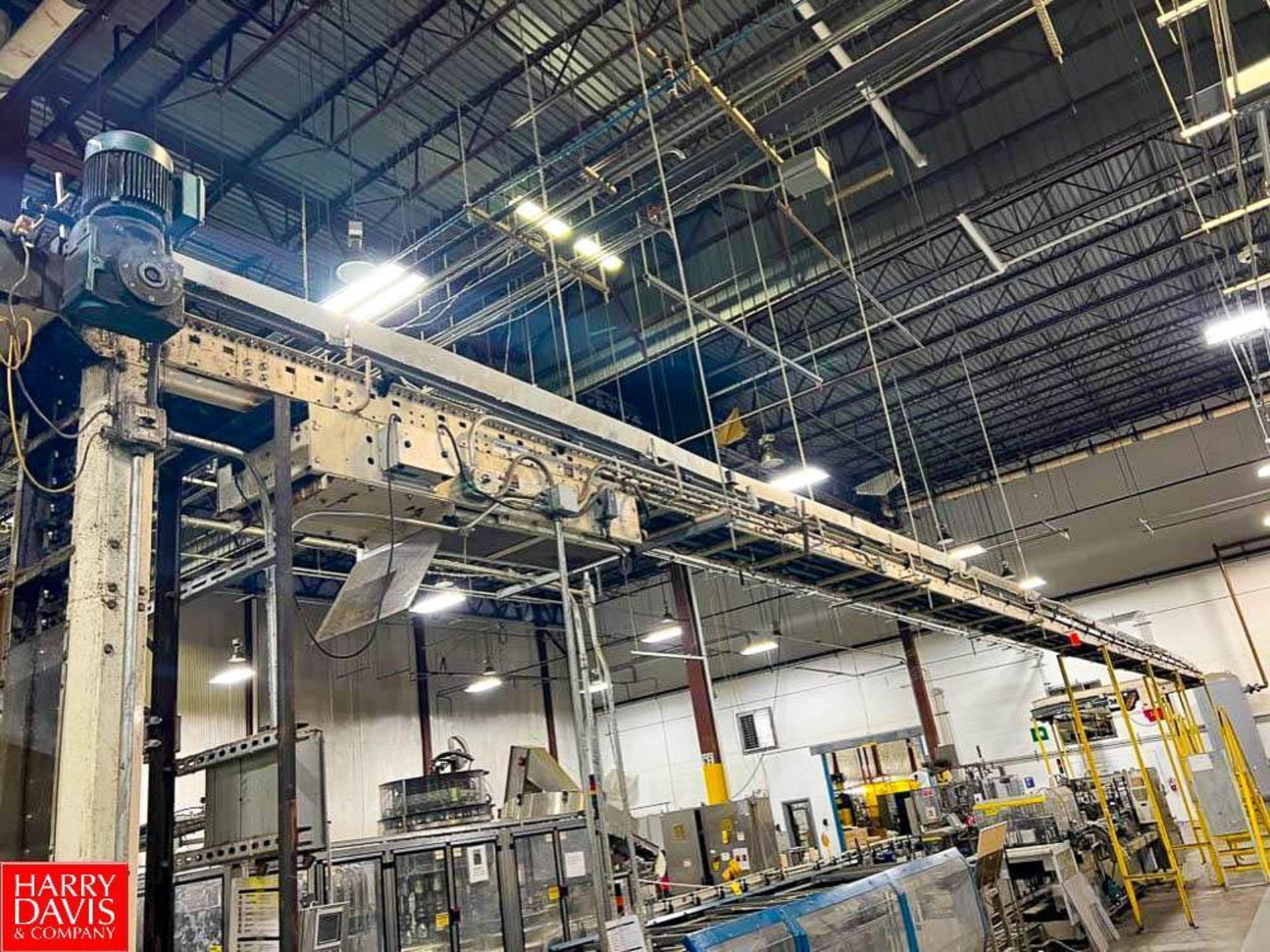 Overhead Serpentine Case Conveyor, Dimensions = 134' (Ends At Palletizer) - Rigging Fee: $2,000