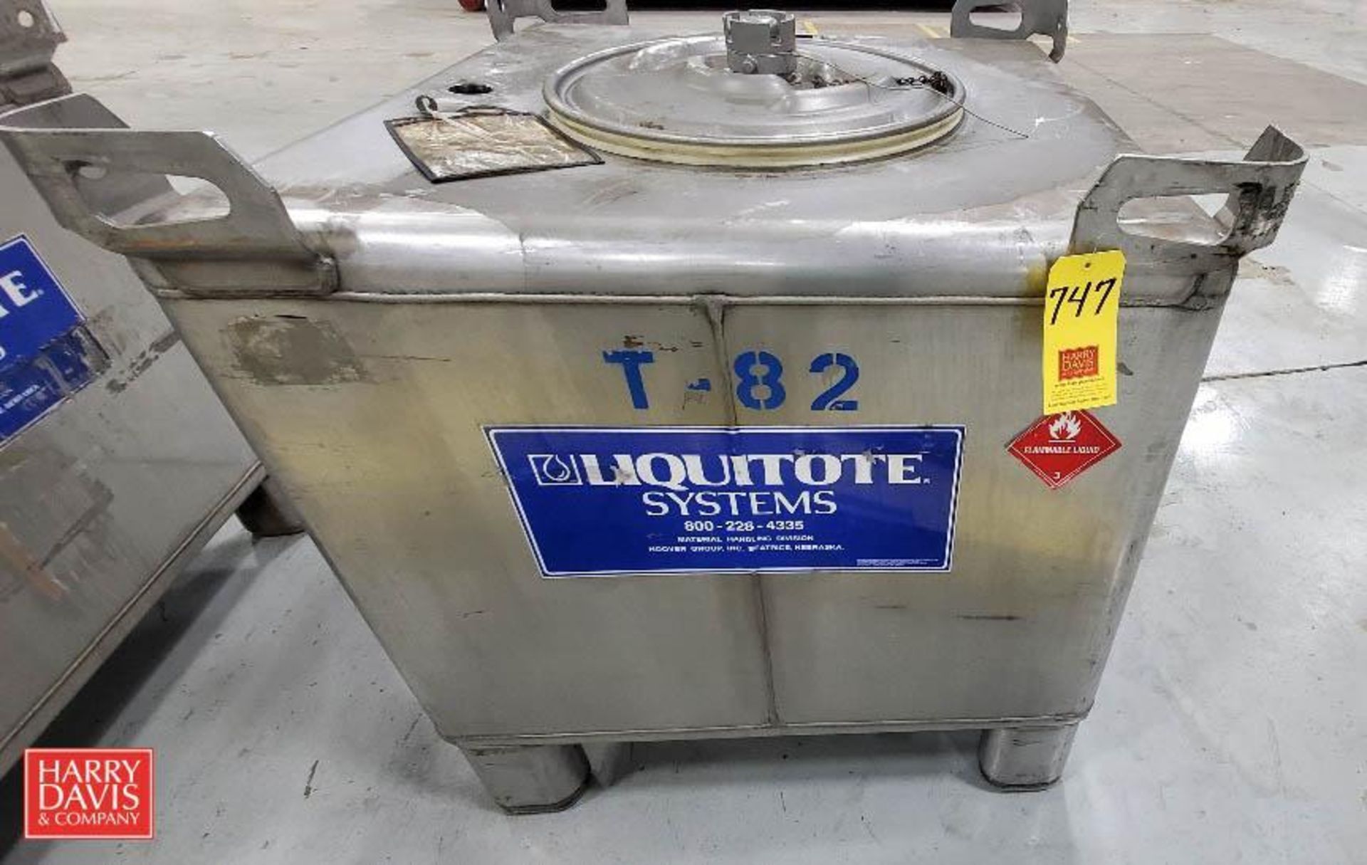 S/S Liquid Tote 255 Gallon Capacity with Valve, S/N: 75763 - Rigging Fee: $75