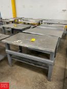 S/S Topped Tables with Shelves, Dimensions = 4' x 30" - Rigging Fee: $200