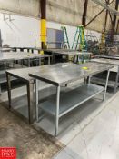 (2) S/S Tables, (1) with Shelf, Dimensions = 6' x 30" and 6' x 2' - Rigging Fee: $200