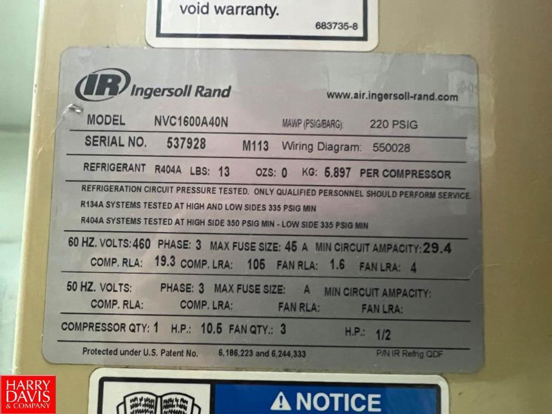 Ingersoll Rand 1,600 CFM 220 PSIG Air Compressor, Model: NVC1600A40N, S/N: 537928 - Rigging Fee: $1, - Image 2 of 2