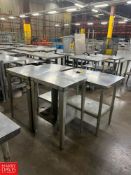 S/S Tables, (2) with Shelves, Dimensions = up to 3' x 2' - Rigging Fee: $100