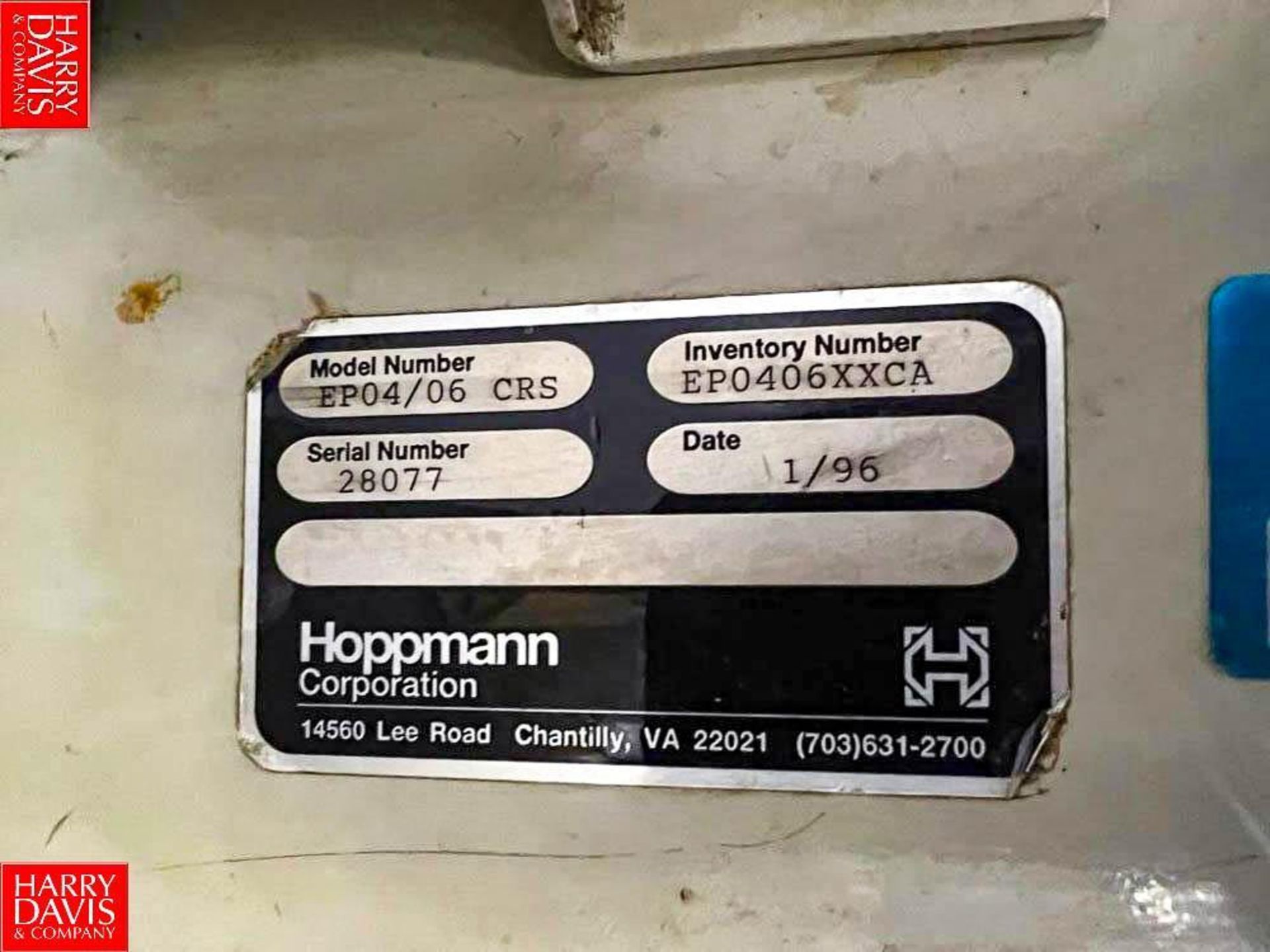 Hoppmann Corporation Cap Elevator, Model: EP 04/06 CRS, S/N: 28077 - Rigging Fee: $400 - Image 2 of 2