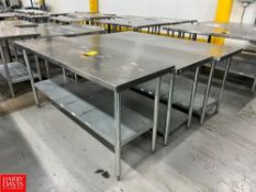 S/S Tables with Shelves, Dimensions = up to 6' x 2' - Rigging Fee: $250