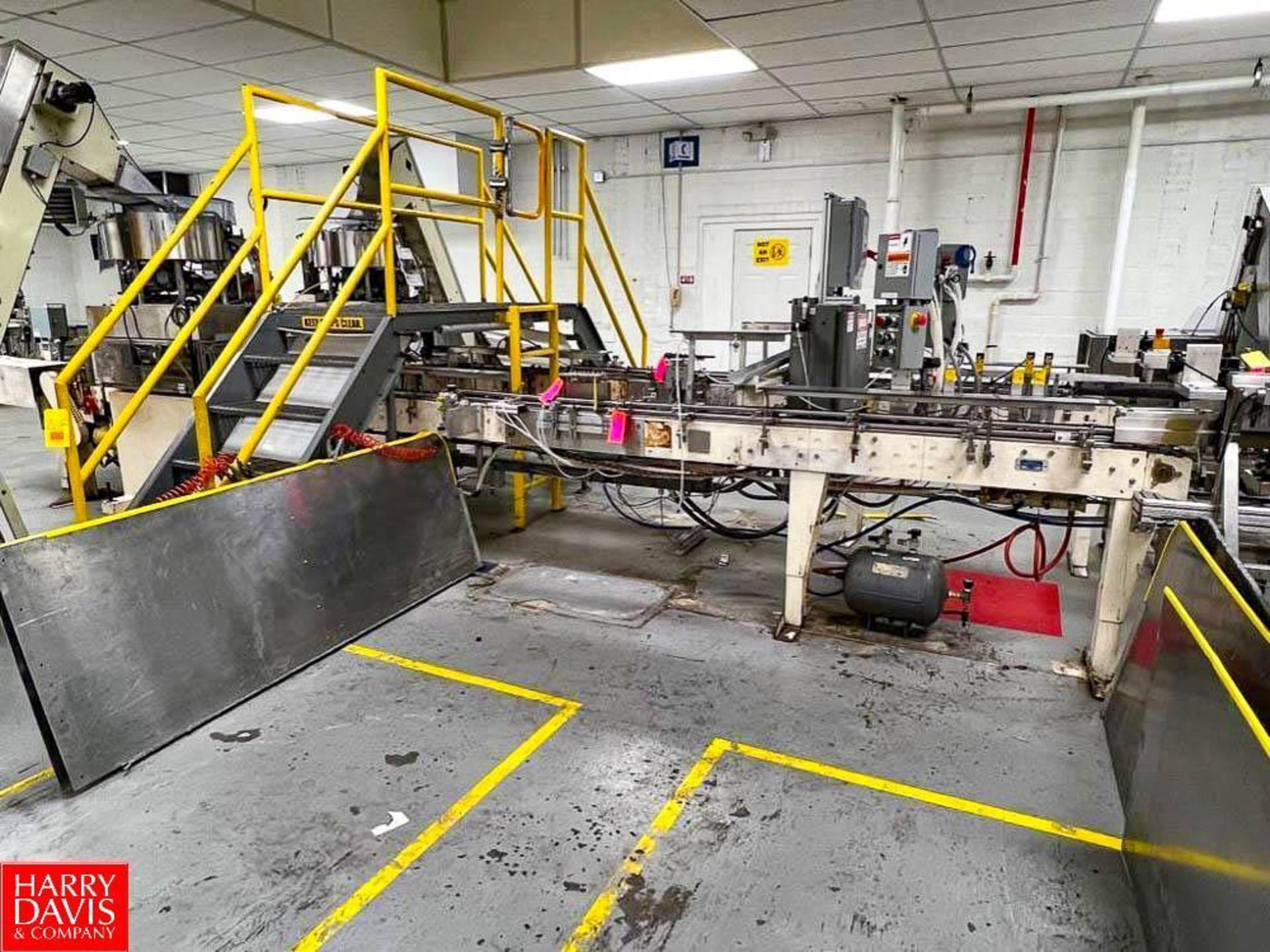 Conveyor with S/S Inline Filler Station Head and Drive, Dimensions = 21' x 4.5" (Subject to Bulk Bid