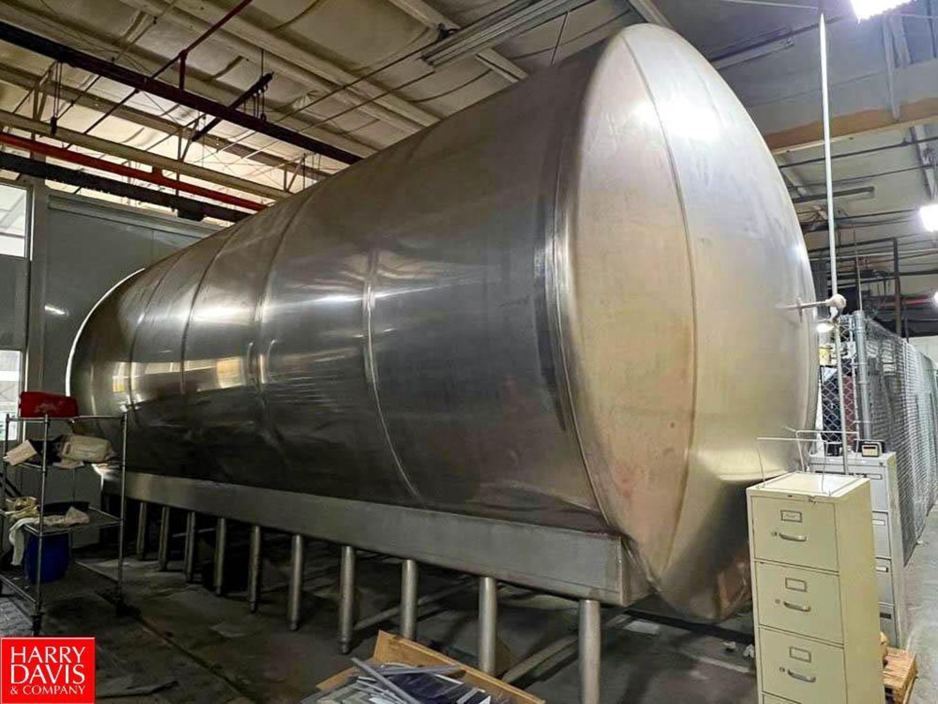 DCI 20,000 Gallon Horizontal 316L S/S Tank, S/N: JS3643A, Dimensions = 13'3" Height, 144.5" Diameter