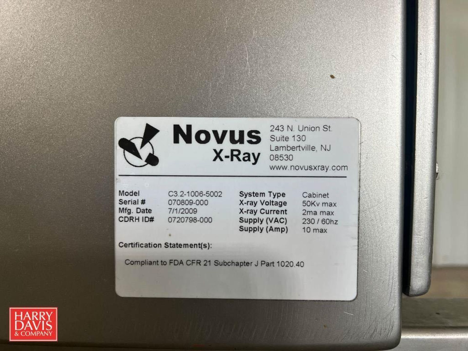 Novus X-Ray Machine, Model: C3 2-1006-5002, S/N: 070809-000 with Touch Screen HMI and S/S Conveyor - Image 3 of 3