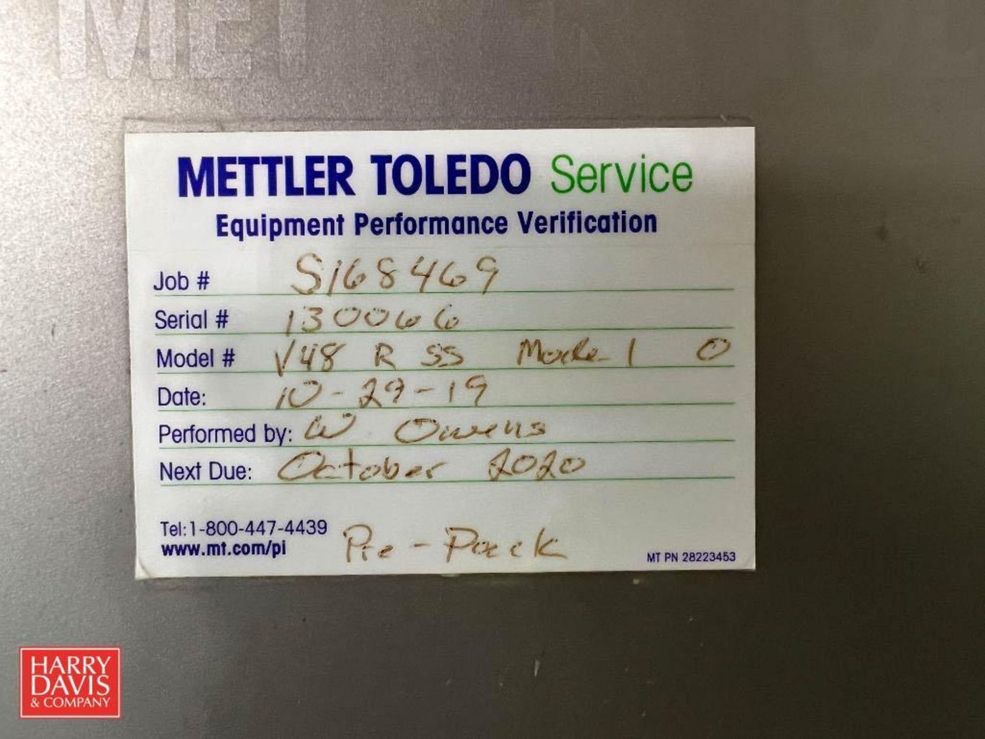 Mettler Toledo Metal Detector, Model: V48 R SS, S/N: 130066 with Touch Screen HMIs, Reject Bar - Image 3 of 3