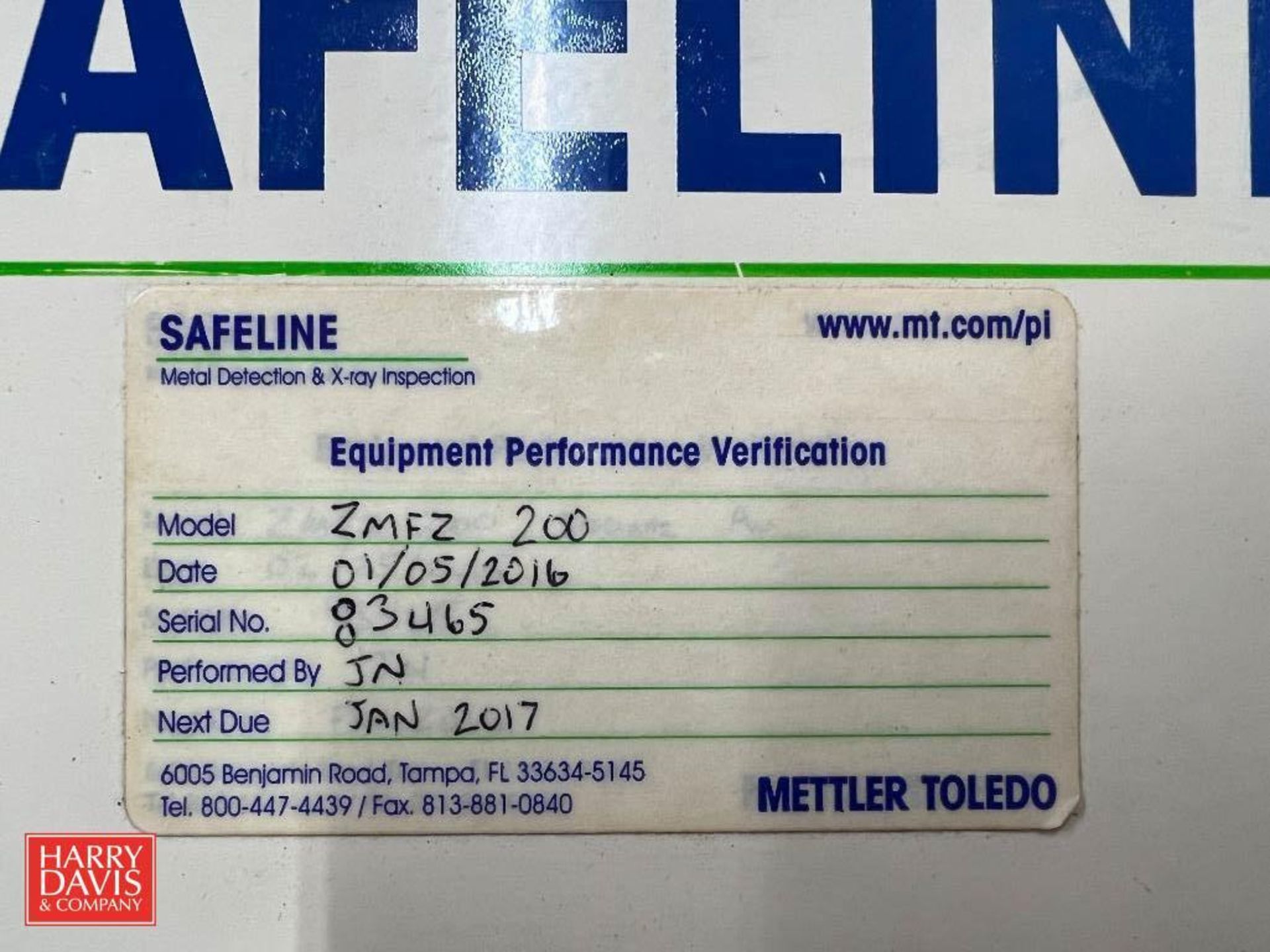 Mettler Toledo Safeline Flow-Thru Metal Detector, Model: ZMFZ 200, S/N: C83465, Aperture = 8" - Image 3 of 3